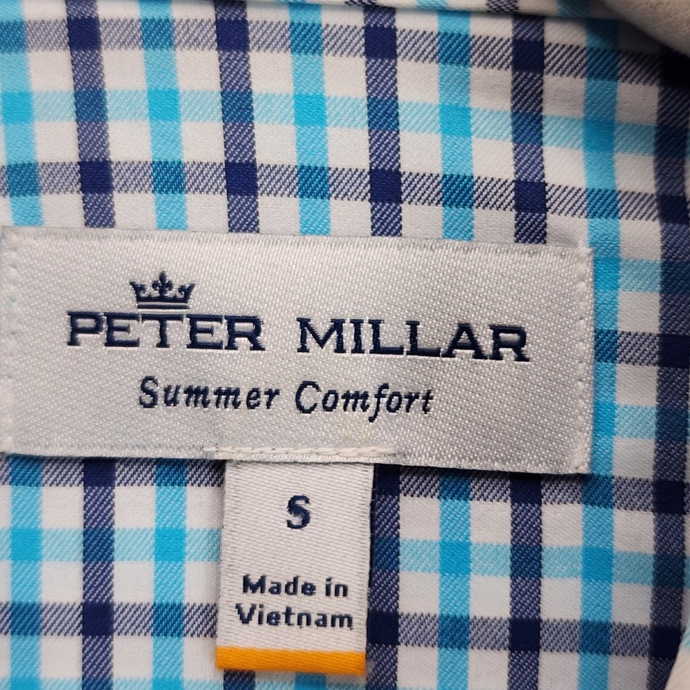 Peter Millar Summer Comfort Mens Performance Plaid Button Down Golf Shirt Small - Picture 6 of 9